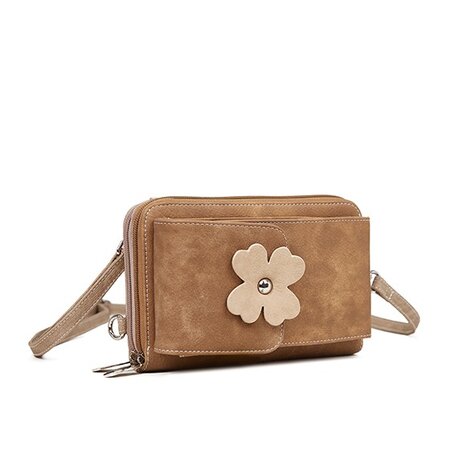 Hi-di-Hi Flying Flower - crossbody Bag/Wallet/Phone Bag - Brown