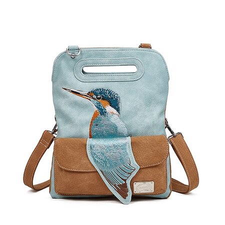 Hi-di-Hi Kingfisher- hand/ schoudertas - l.blue/cognac
