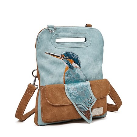 Hi-di-Hi Kingfisher- hand/ schoudertas - l.blue/cognac