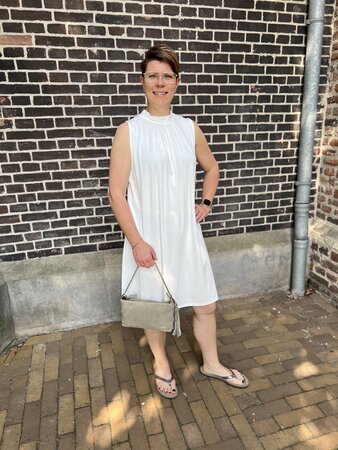 Mooij Jurk - off white - kort met strik rug