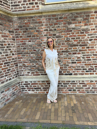 Witte top met goudkleurige details - One size