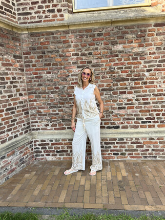 Witte top met goudkleurige details - One size