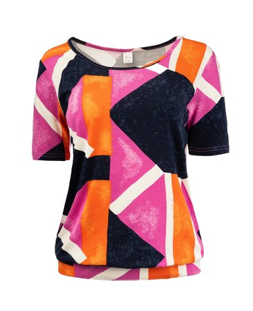 NED top Ally P 1/2 SS - Marine Abstract Tricot - Marine