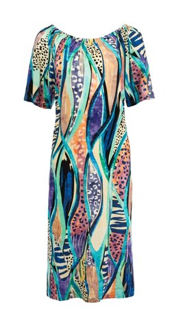 NED Jurk Wela-SS-Aqua-Spiral-Tricot ( 25S4-X1688-01 )