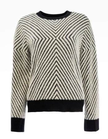 NED trui Shortbread-Black Erith LS-RMJ Furry Print Knit (25W1-U386-05)