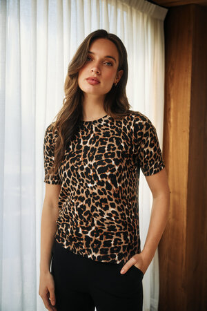Lady Day shirt Sage- leopard print(L28.603.2810)