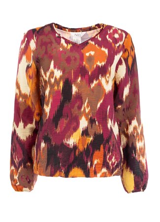 NED Nox-PW LS Beet Red Funky Ikat Woven - 25W1-FB008-04