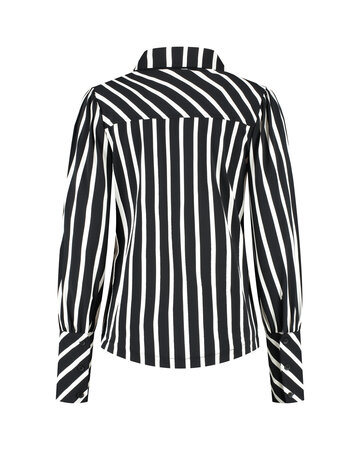 Lady Day blouse Bente Black/Wool travel White stripe L30.380.2916