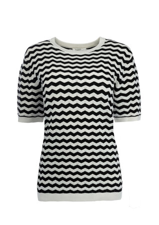 NED shirt Nister Zigzag - zwart wit