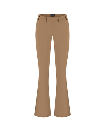 Lady Day Poppy flared broek mocha – travelstof damesbroek