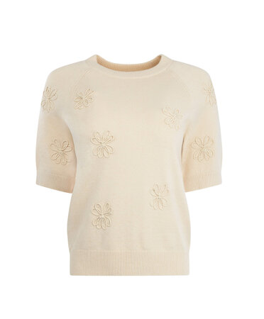 NED Main Top Flower Knit Parchment beige