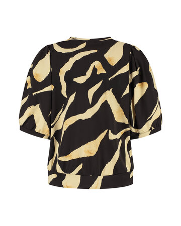Lady Day Amie-V Pania Print Bruin Vanille Geel Shirt Travelstof