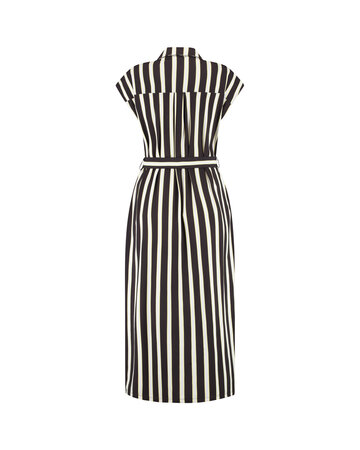 Lady Day Ozzy Doub Stripe Bruin Geel Wit Jurk Travelstof