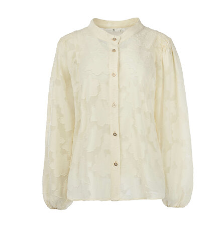 NED blouse Calgary ecru LS-RMJ Tone-on-tone Flower Ausbrenner