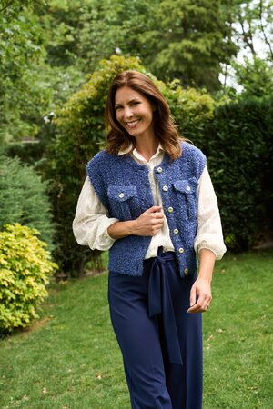 NED blouse Mayliera ecru LS-RMJ Stripe Dot Lurex Chiffon
