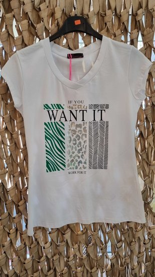 Shirt Savinni Want wit/groen 