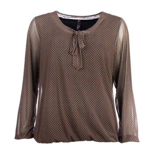 NED Dina-D LS Leather Brown Dots Mesh