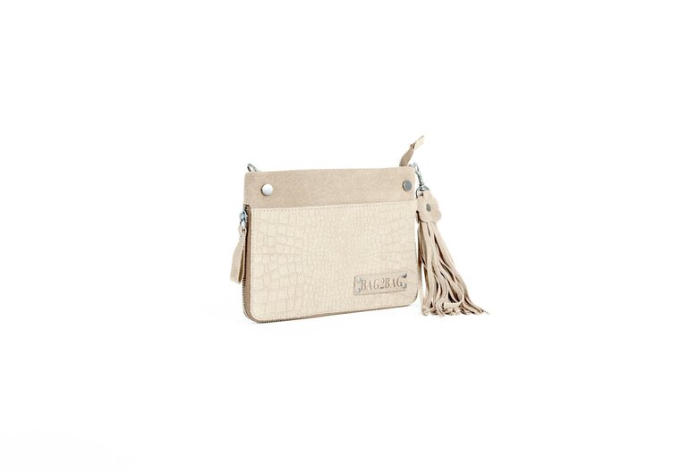 Bag2Bag -  Dames clutch / schoudertas Venda Suede Grey/Sand