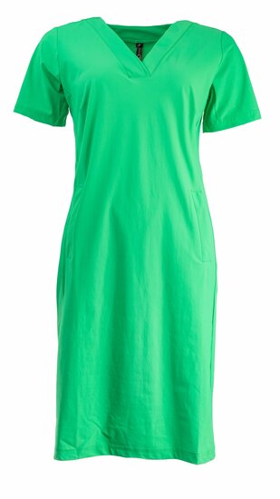 NED Simo 1/2 SS traveler jurk Bright Shade Galde green/ groen