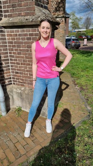232 Zoso Shiny rib top Megan - bright pink