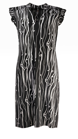 NED Jurk - Plumet Dress Black Messy Lines Tricot