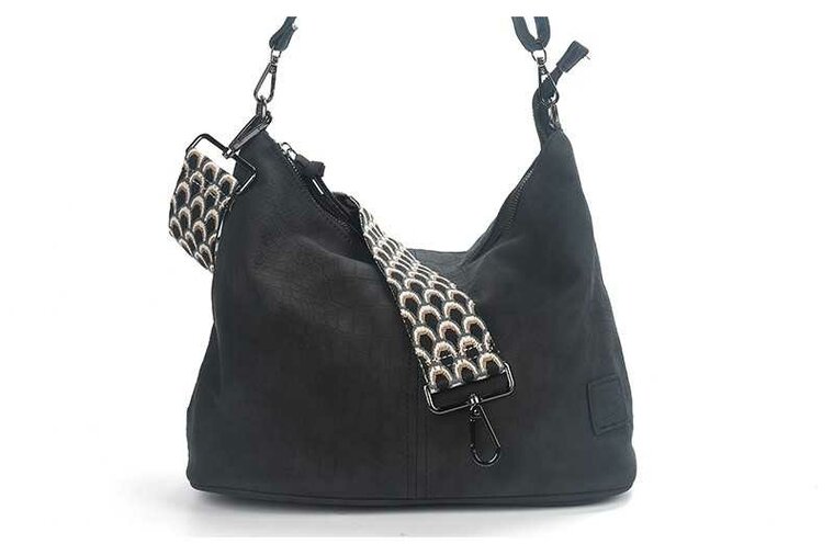 Ook-Leuk handtas / schoudertas Palma black - zwart