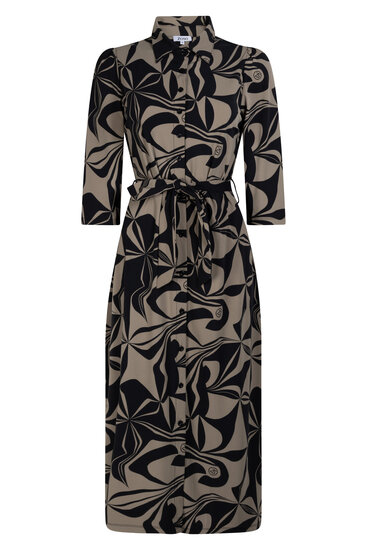 Zoso 234 Charly Printed travel long dress - taupe / black