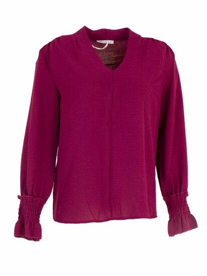 Blouse Azzurro magenta met v-hals