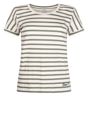 Zoso 241 Monique Striped t  shirt - Ivory/Green
