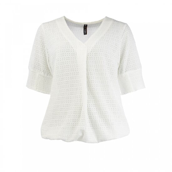 NED top Ralon 1/2 Long SS Ajour Tricot - Optical White 