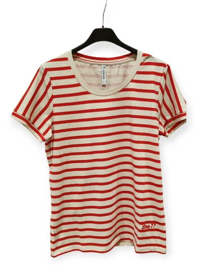 Zoso 241 Monique Striped t  shirt - Ivory/Red