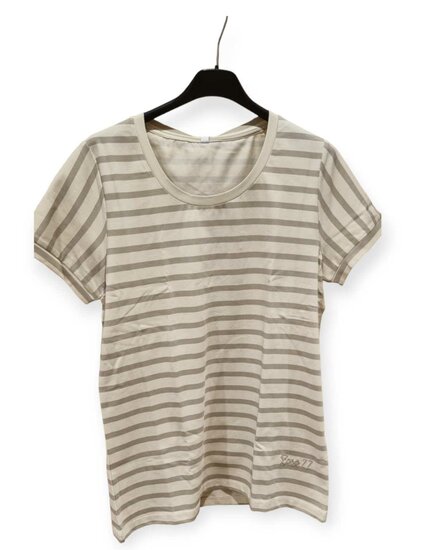 Zoso 241 Monique Striped t  shirt - Ivory/Sand