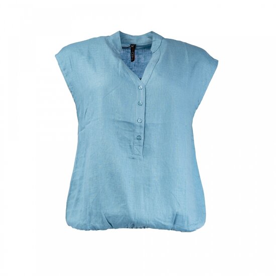 NED blouse Lucie SL Viscose/Linnen Twill - blissful blue