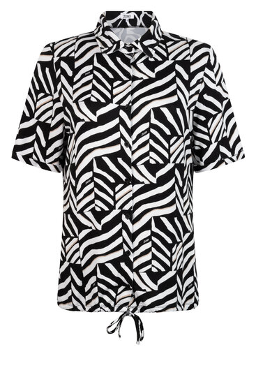 Zoso 242 Sky short sleeve print blouse- black white