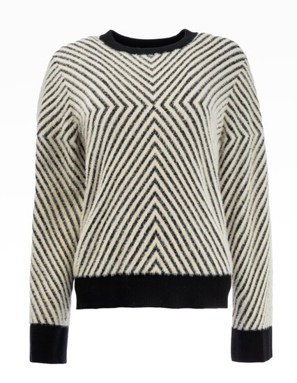NED trui Shortbread-Black Erith LS-RMJ Furry Print Knit (25W1-U386-05)