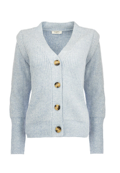 NED Velan vest light blue melange LS-RMJ Brei Melange (25W1-U216-02)