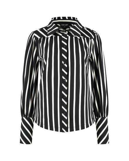 Lady Day blouse Bente Black/Wool travel White stripe L30.380.2916