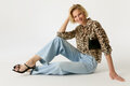 COJ Lulu aqua blue lgt 34 wide leg jeans (lengte 34)